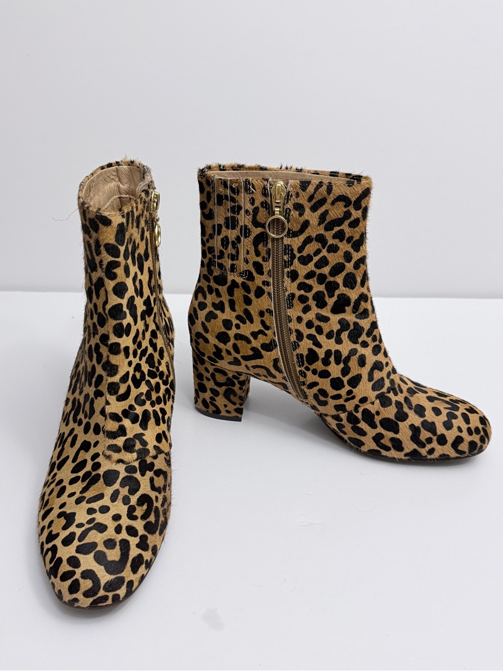 Earth Sparta Ankle Boots Calf Hair Leopard Size 7
